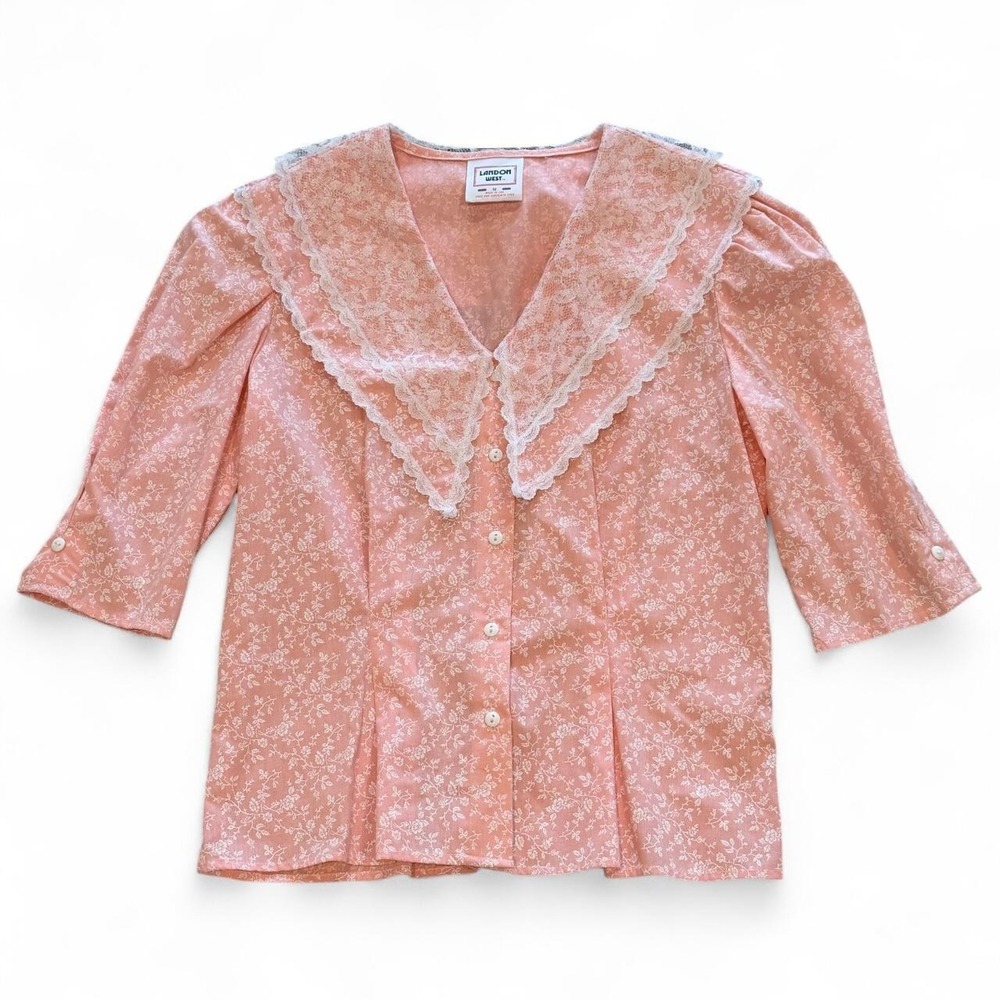 Vintage Landon West Lace Collar Blouse